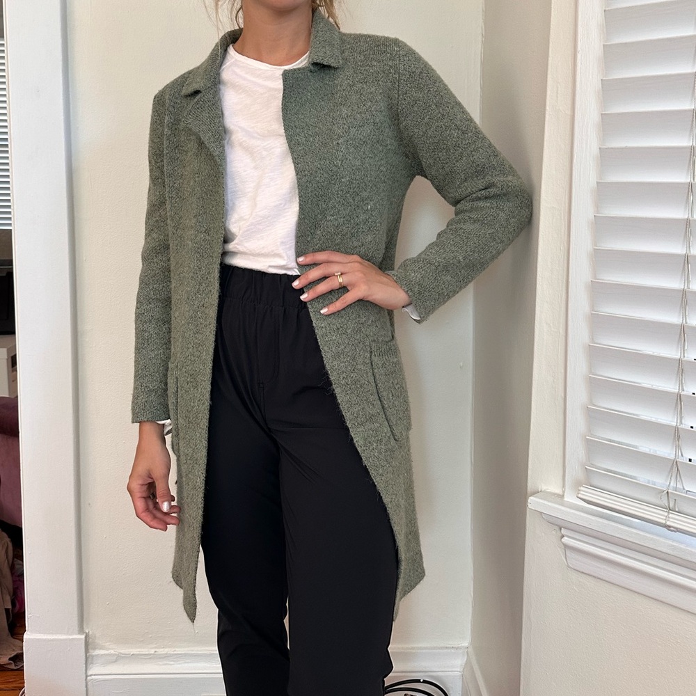 Monteau Olive Cardigan Sweater